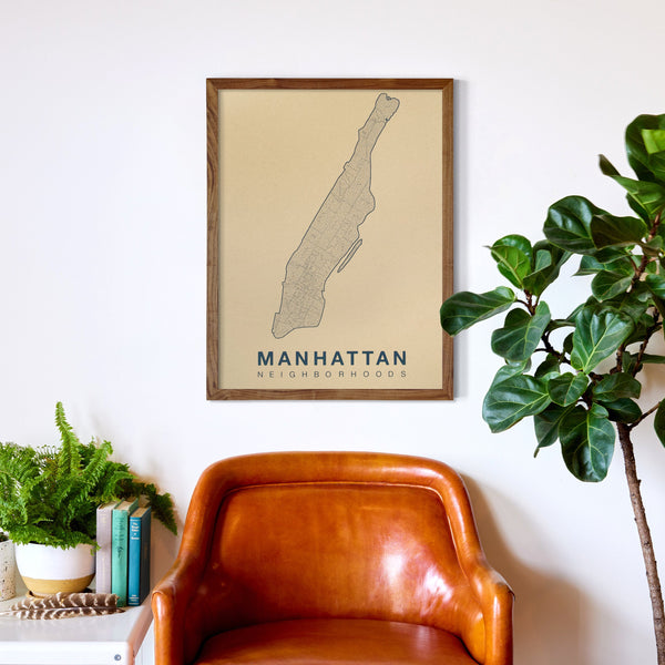 Manhattan Neighborhood Map Poster, Manhattan City Map Art Print