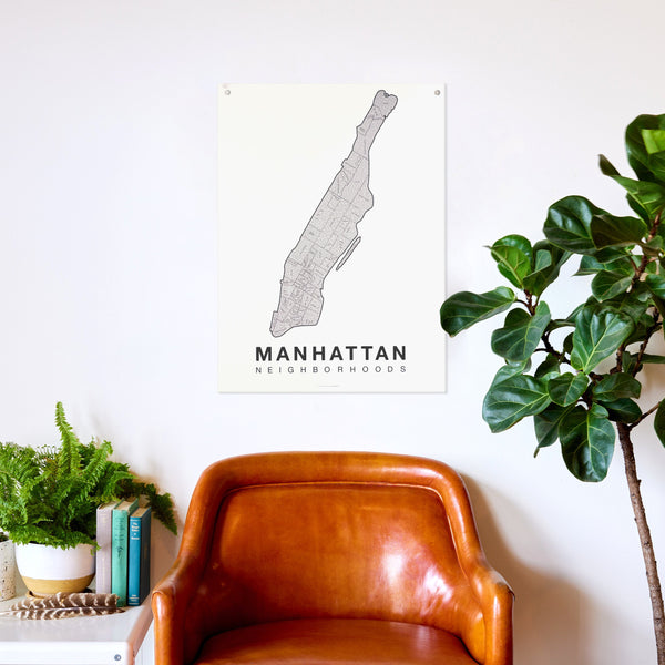 Manhattan Neighborhood Map Poster, Manhattan City Map Art Print