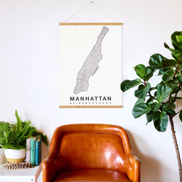 Manhattan Neighborhood Map Poster, Manhattan City Map Art Print