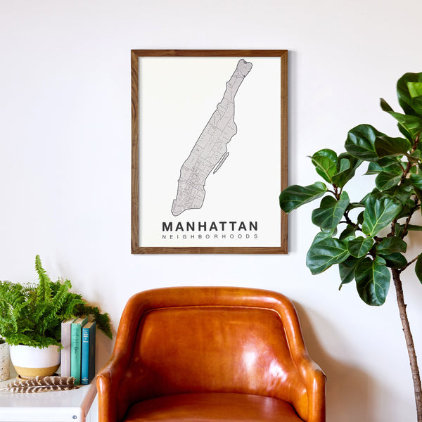 Manhattan Neighborhood Map Poster, Manhattan City Map Art Print