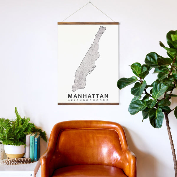 Manhattan Neighborhood Map Poster, Manhattan City Map Art Print