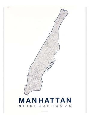 Manhattan Neighborhood Map Poster, Manhattan City Map Art Print