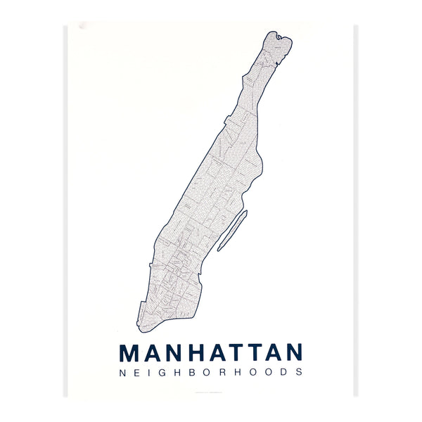 Manhattan Neighborhood Map Poster, Manhattan City Map Art Print