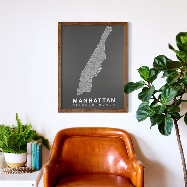 Manhattan Neighborhood Map Poster, Manhattan City Map Art Print