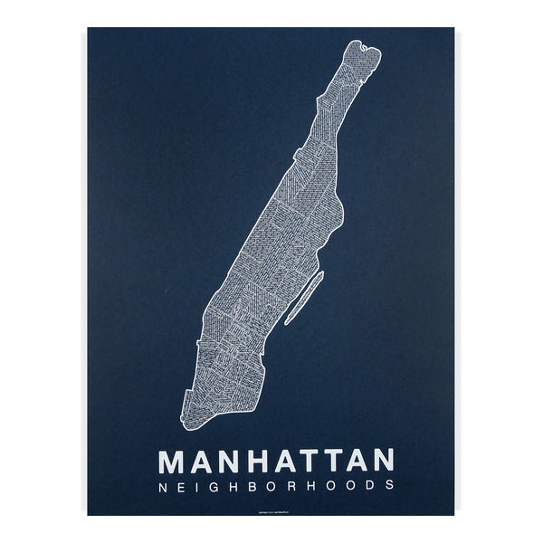 Manhattan Neighborhood Map Poster, Manhattan City Map Art Print