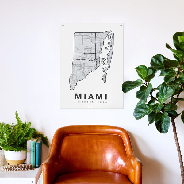 Miami Neighborhood Map Poster, Miami City Map Art Print