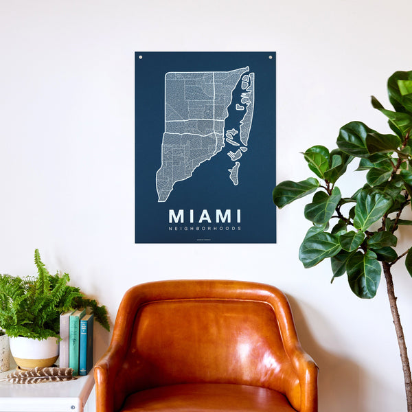 Miami Neighborhood Map Poster, Miami City Map Art Print