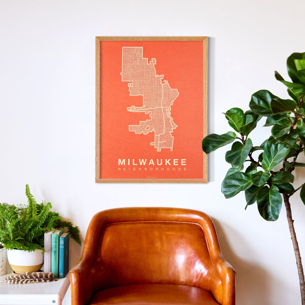 Milwaukee Neighborhood Map Poster, Milwaukee City Map Art Print