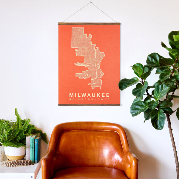 Milwaukee Neighborhood Map Poster, Milwaukee City Map Art Print