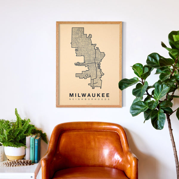 Milwaukee Neighborhood Map Poster, Milwaukee City Map Art Print