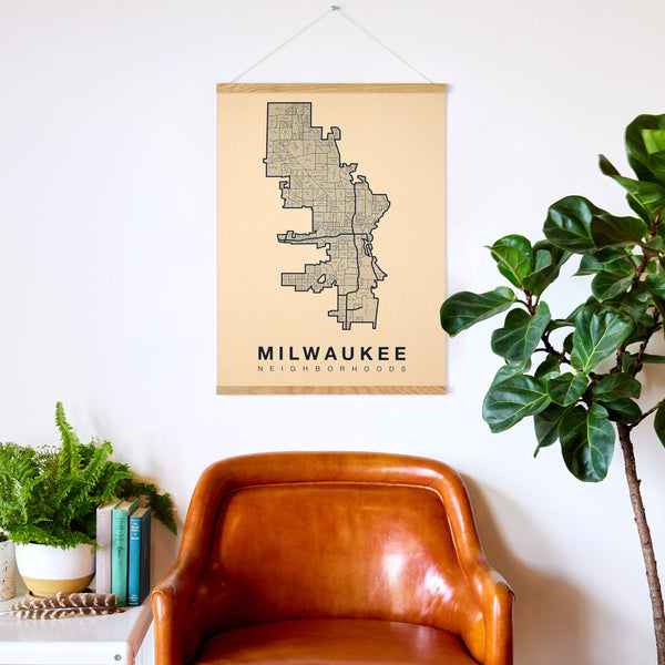 Milwaukee Neighborhood Map Poster, Milwaukee City Map Art Print