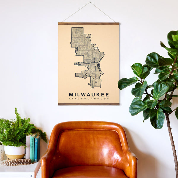 Milwaukee Neighborhood Map Poster, Milwaukee City Map Art Print