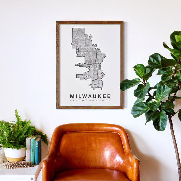 Milwaukee Neighborhood Map Poster, Milwaukee City Map Art Print