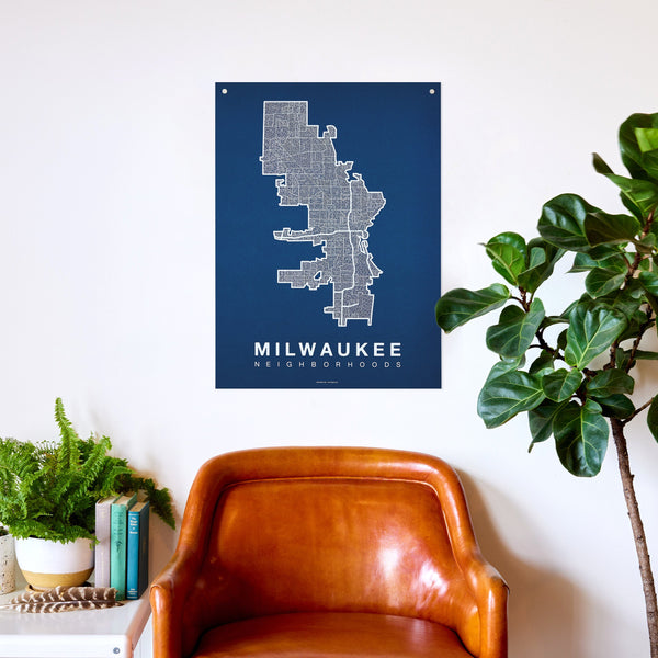 Milwaukee Neighborhood Map Poster, Milwaukee City Map Art Print