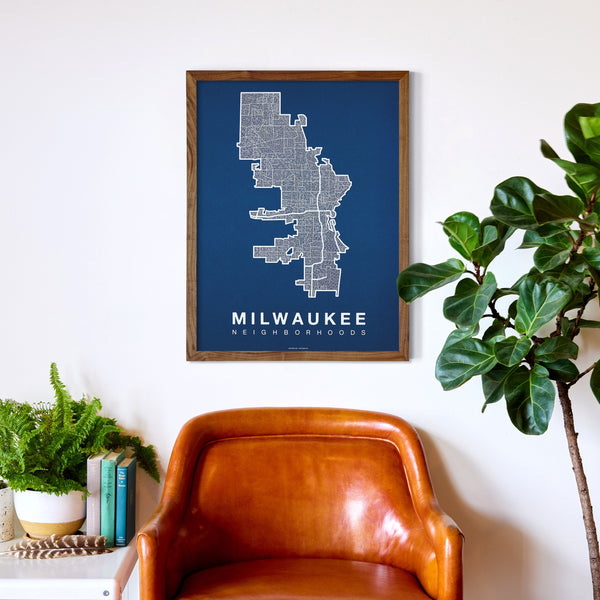 Milwaukee Neighborhood Map Poster, Milwaukee City Map Art Print