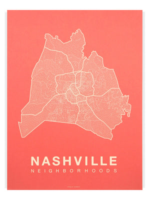 Nashville Neighborhood Map Poster, Nashville City Map Art Print