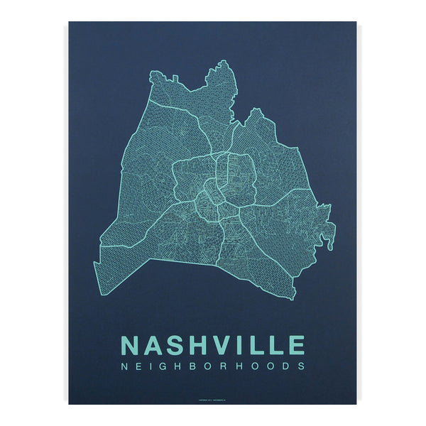 Nashville Neighborhood Map Poster, Nashville City Map Art Print