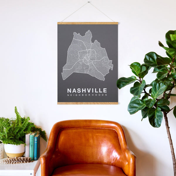 Nashville Neighborhood Map Poster, Nashville City Map Art Print