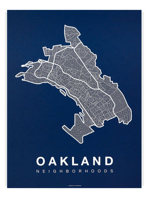 Oakland Neighborhood Map Poster, Oakland City Map Art Print
