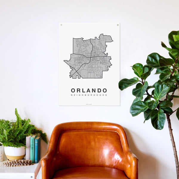 Orlando Neighborhood Map Poster, Orlando City Map Art Print