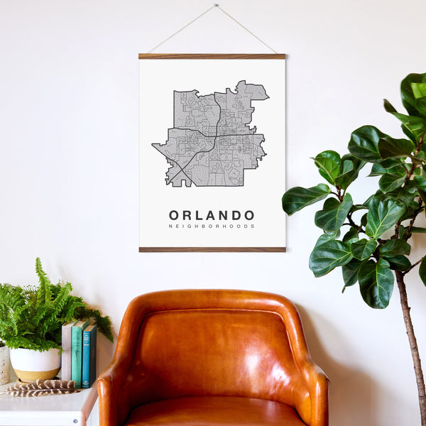 Orlando Neighborhood Map Poster, Orlando City Map Art Print