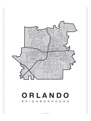 Orlando Neighborhood Map Poster, Orlando City Map Art Print