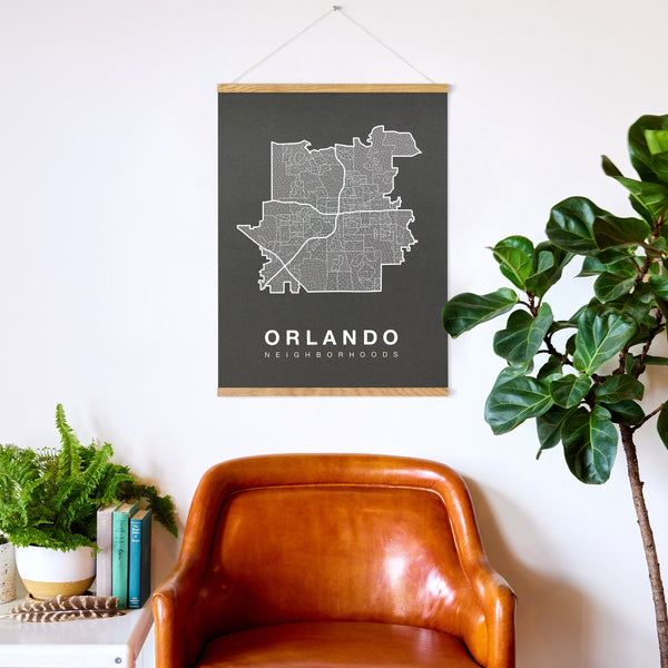 Orlando Neighborhood Map Poster, Orlando City Map Art Print