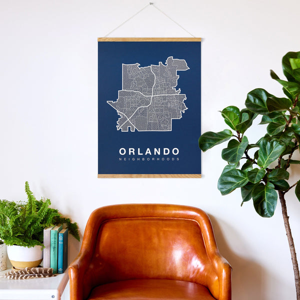 Orlando Neighborhood Map Poster, Orlando City Map Art Print