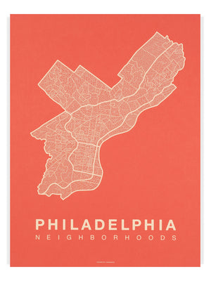 Philadelphia Neighborhood Map Poster, Philadelphia City Map Art Print