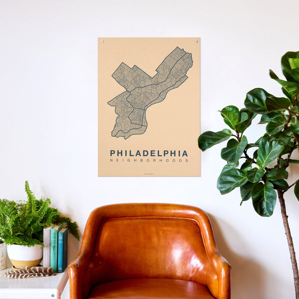 Philadelphia Neighborhood Map Poster, Philadelphia City Map Art Print