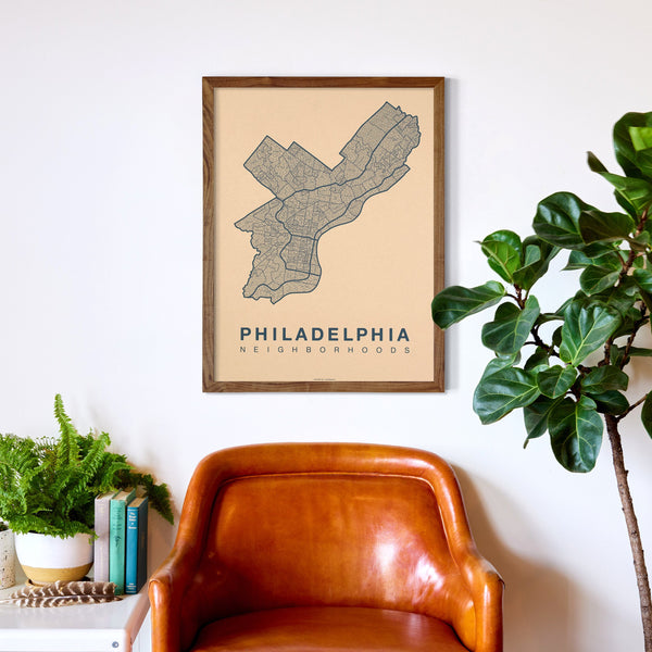 Philadelphia Neighborhood Map Poster, Philadelphia City Map Art Print