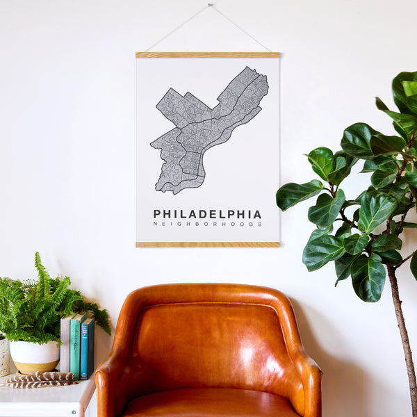 Philadelphia Neighborhood Map Poster, Philadelphia City Map Art Print