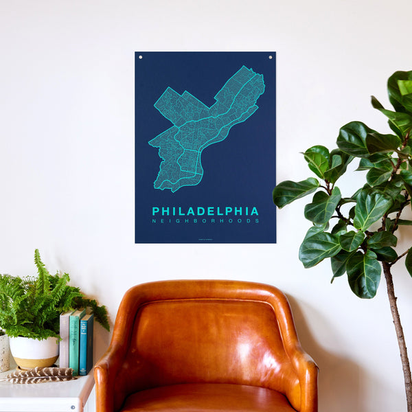 Philadelphia Neighborhood Map Poster, Philadelphia City Map Art Print