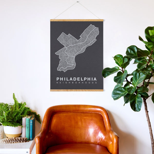 Philadelphia Neighborhood Map Poster, Philadelphia City Map Art Print