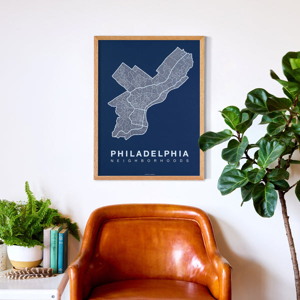 Philadelphia Neighborhood Map Poster, Philadelphia City Map Art Print