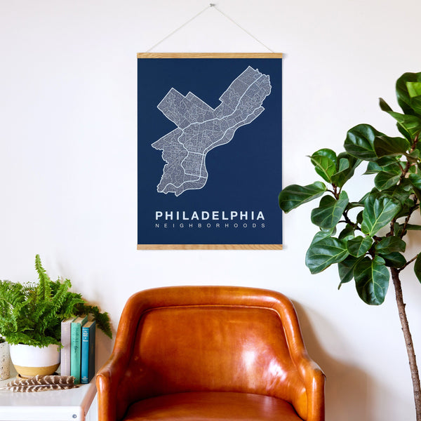 Philadelphia Neighborhood Map Poster, Philadelphia City Map Art Print