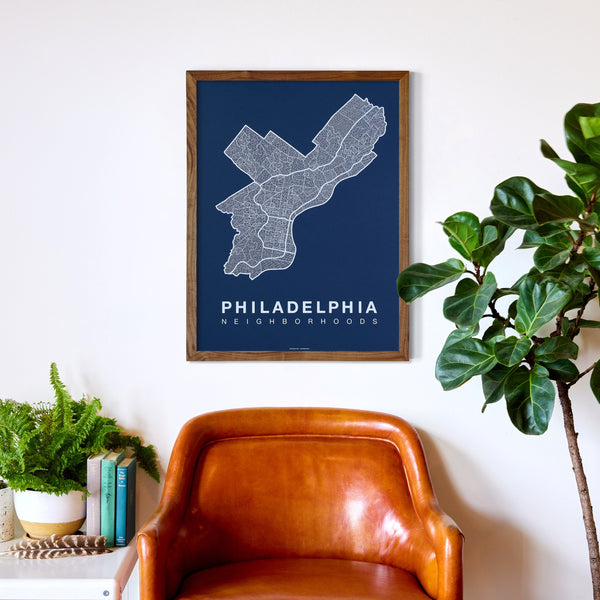 Philadelphia Neighborhood Map Poster, Philadelphia City Map Art Print