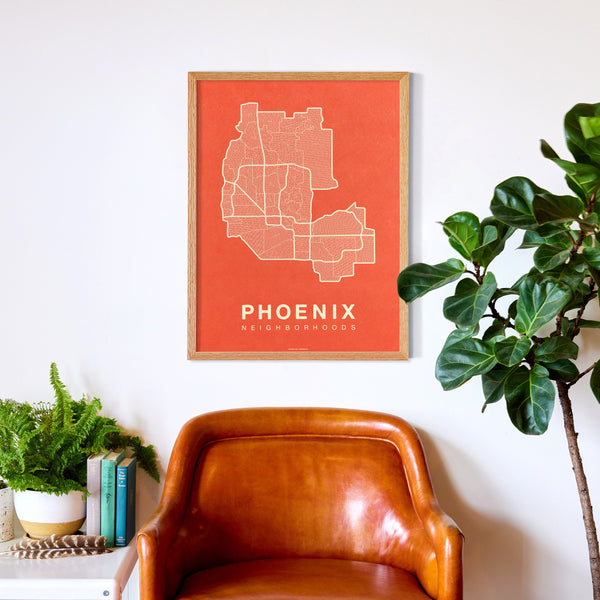 Phoenix Neighborhood Map Poster, Phoenix City Map Art Print