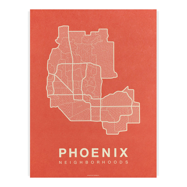 Phoenix Neighborhood Map Poster, Phoenix City Map Art Print