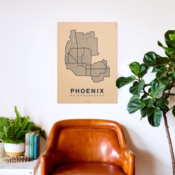 Phoenix Neighborhood Map Poster, Phoenix City Map Art Print