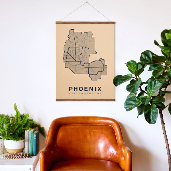 Phoenix Neighborhood Map Poster, Phoenix City Map Art Print