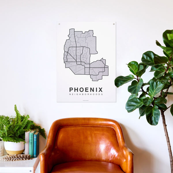 Phoenix Neighborhood Map Poster, Phoenix City Map Art Print