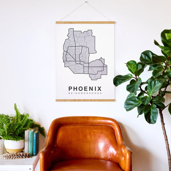 Phoenix Neighborhood Map Poster, Phoenix City Map Art Print