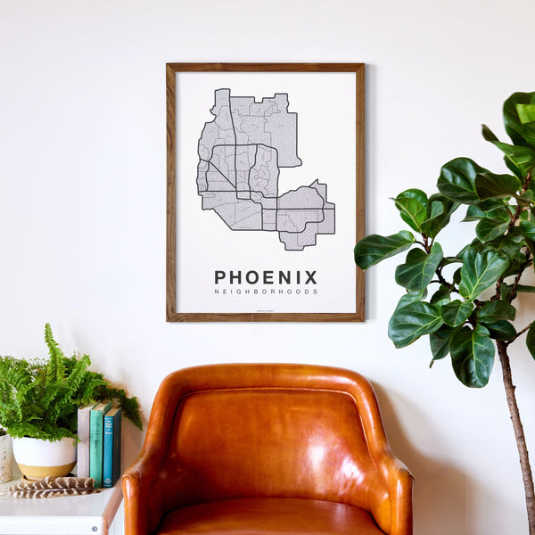 Phoenix Neighborhood Map Poster, Phoenix City Map Art Print