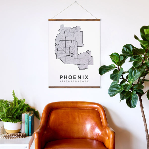 Phoenix Neighborhood Map Poster, Phoenix City Map Art Print