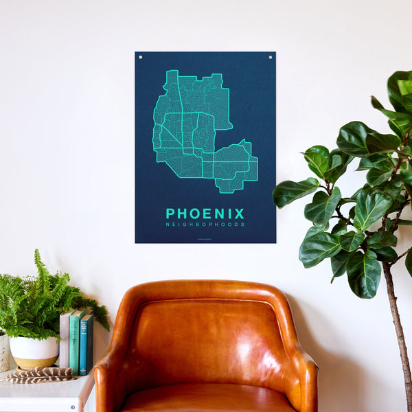 Phoenix Neighborhood Map Poster, Phoenix City Map Art Print