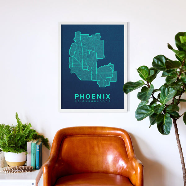 Phoenix Neighborhood Map Poster, Phoenix City Map Art Print