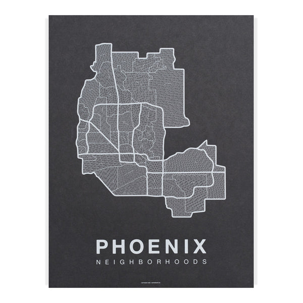 Phoenix Neighborhood Map Poster, Phoenix City Map Art Print