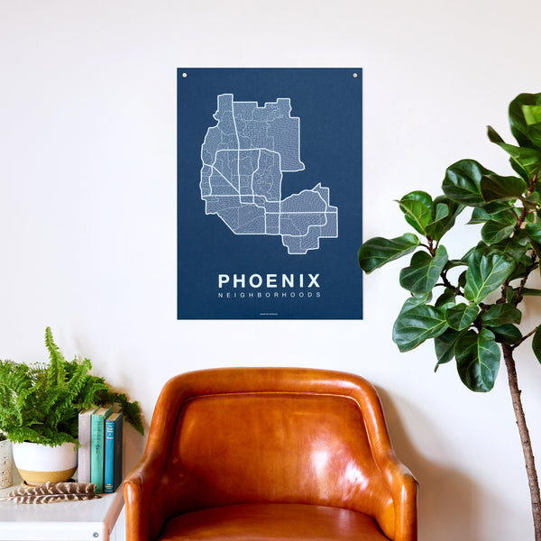 Phoenix Neighborhood Map Poster, Phoenix City Map Art Print