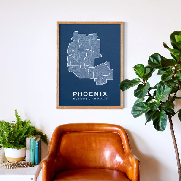 Phoenix Neighborhood Map Poster, Phoenix City Map Art Print